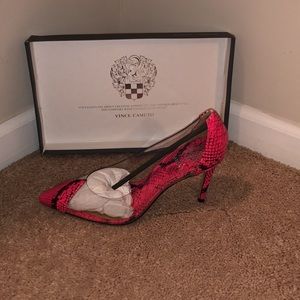 Clear snake skin heels